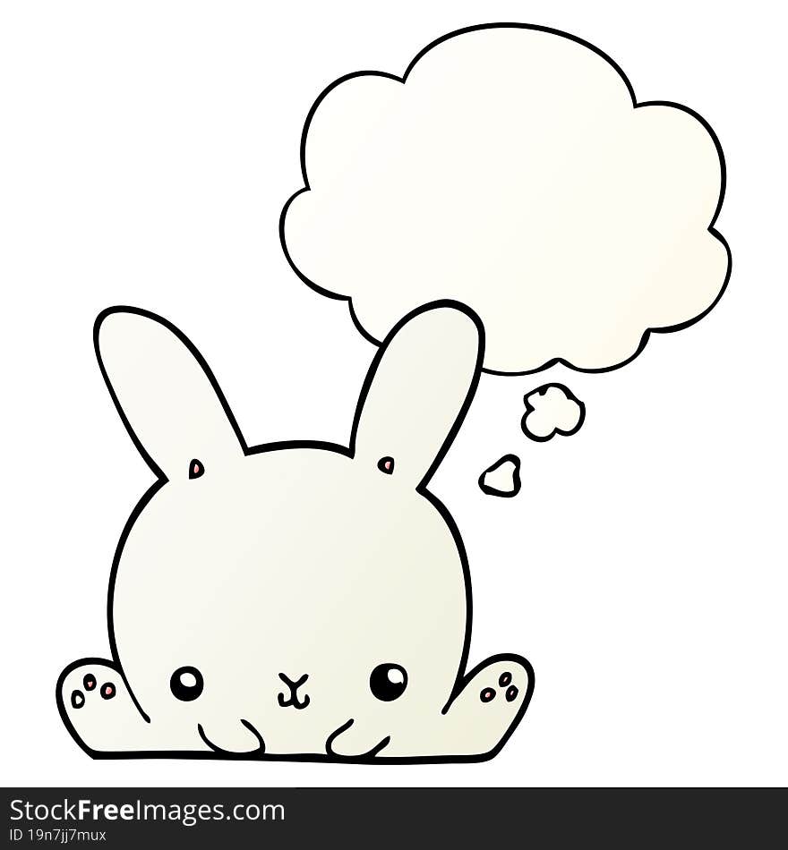 cartoon rabbit with thought bubble in smooth gradient style