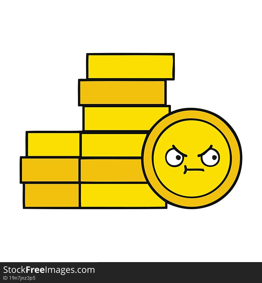 cute cartoon of a coins. cute cartoon of a coins