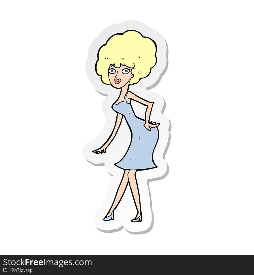 sticker of a cartoon woman posing in dress