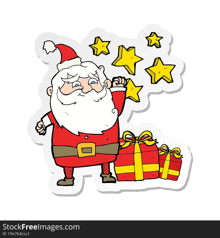 sticker of a cartoon santa claus