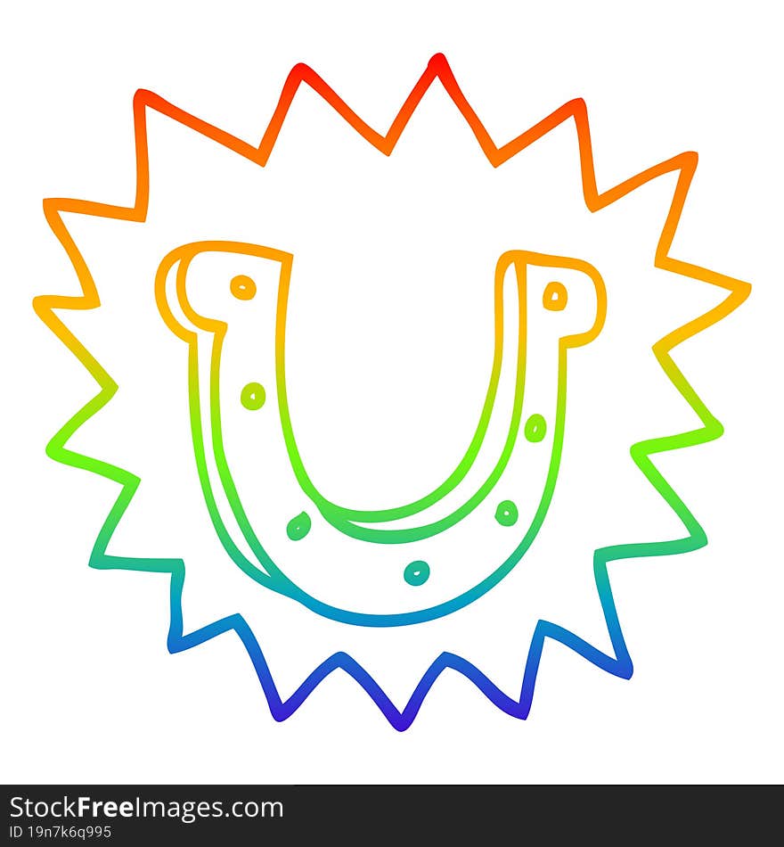 rainbow gradient line drawing cartoon crazy lucky horseshoe symbol