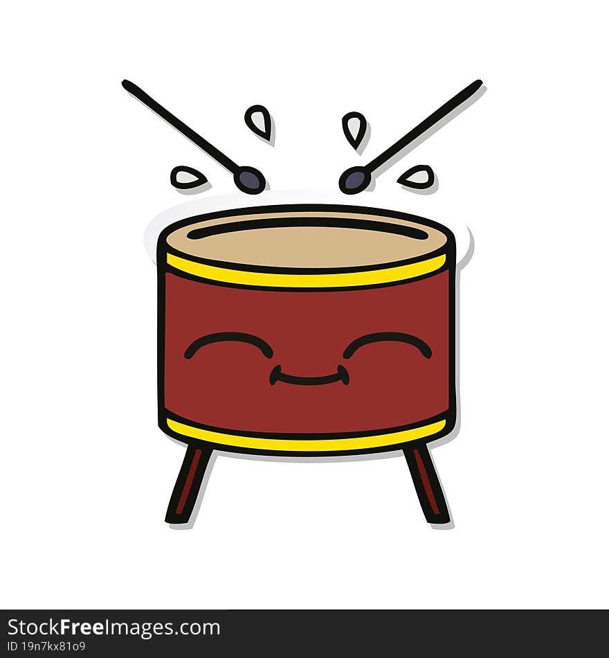 sticker of a cute cartoon drum