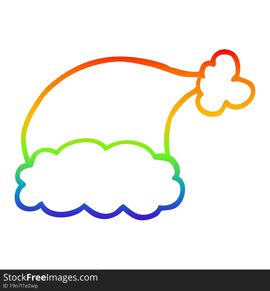 rainbow gradient line drawing cartoon santa hat