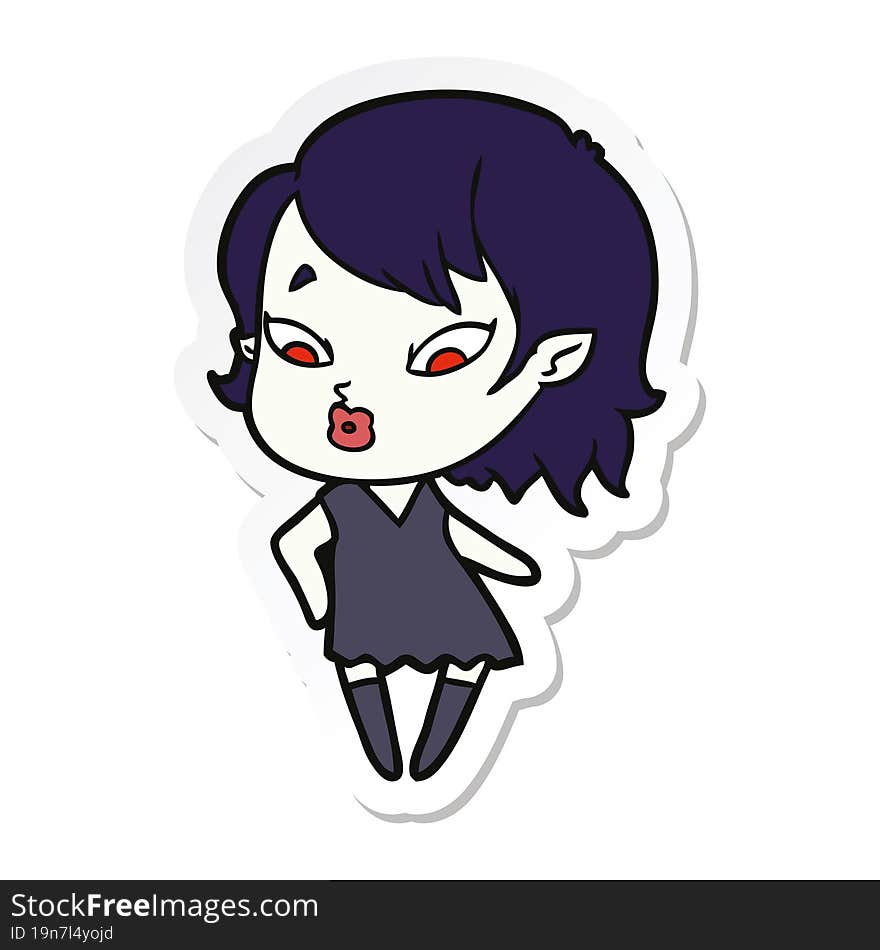 sticker of a cute cartoon vampire girl