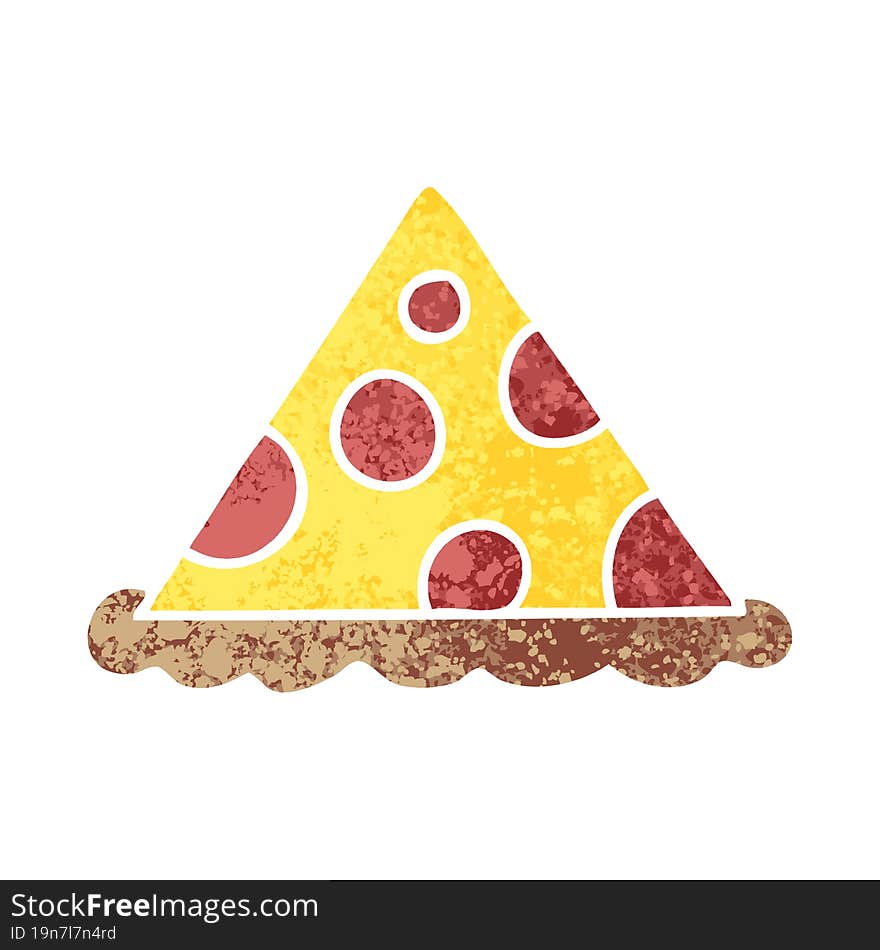 quirky retro illustration style cartoon slice of pizza