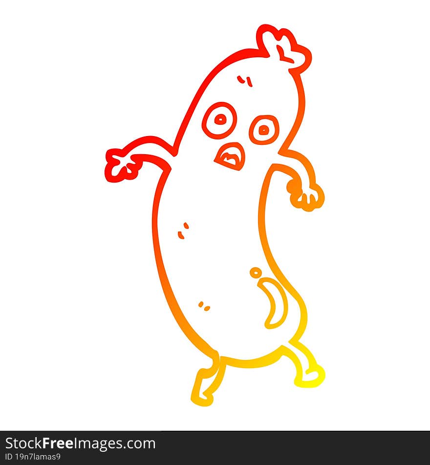 warm gradient line drawing cartoon sausage