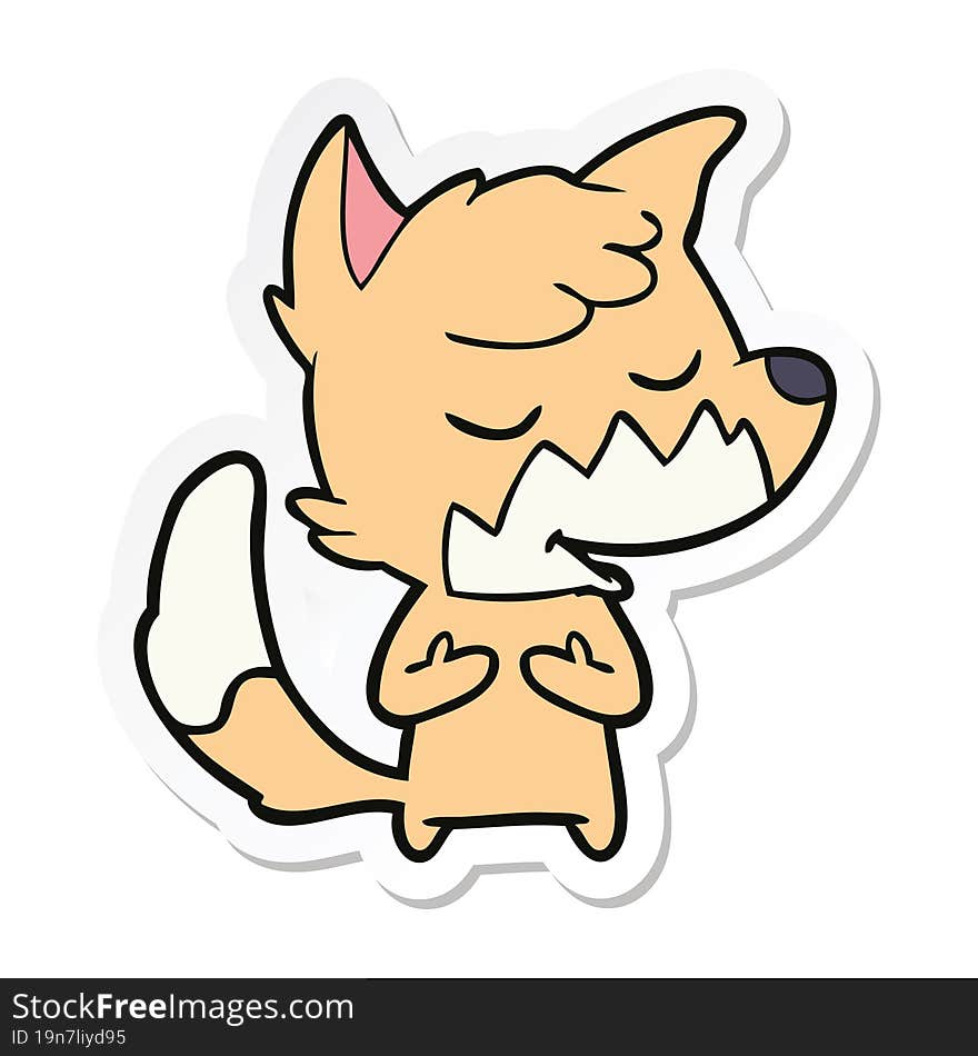 sticker of a friendly cartoon fox