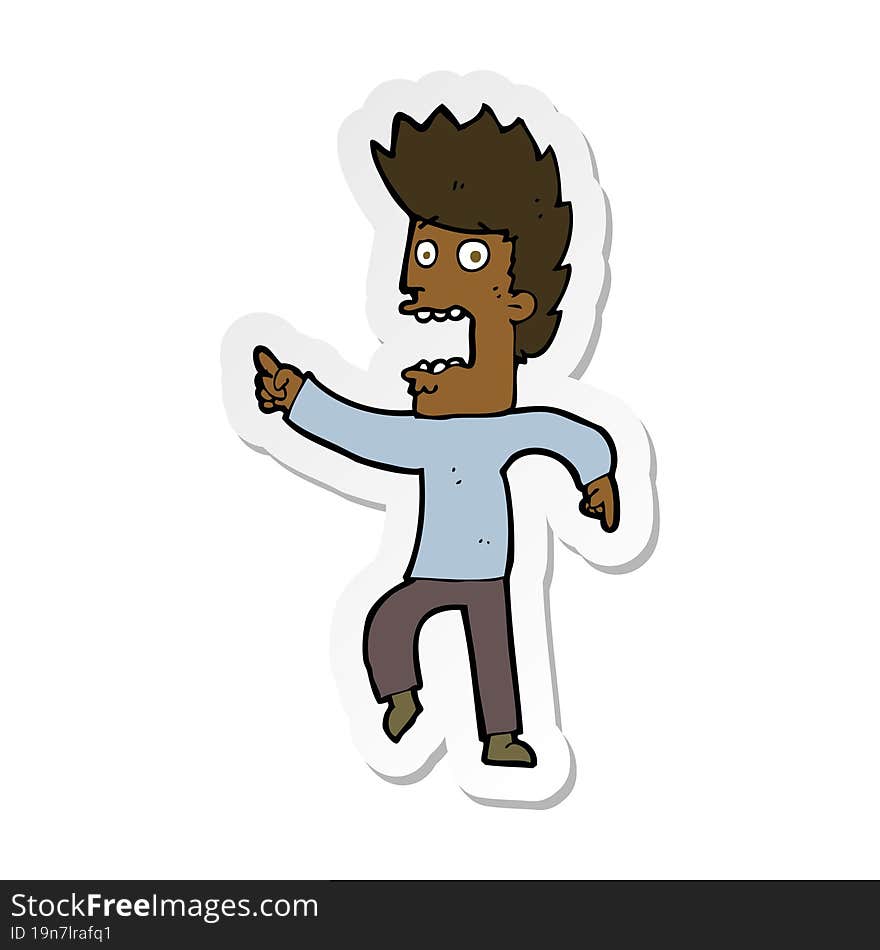 sticker of a cartoon terrified man