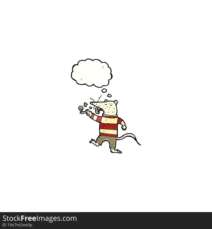 cartoon white rat smoking cigarette