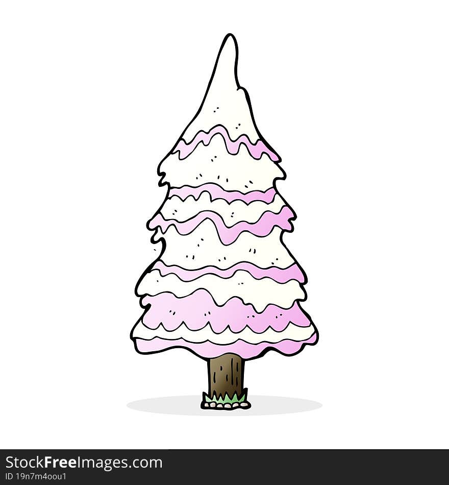 cartoon pink snowy tree