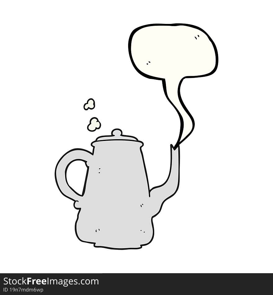 freehand drawn speech bubble cartoon steaming  coffee pot. freehand drawn speech bubble cartoon steaming  coffee pot