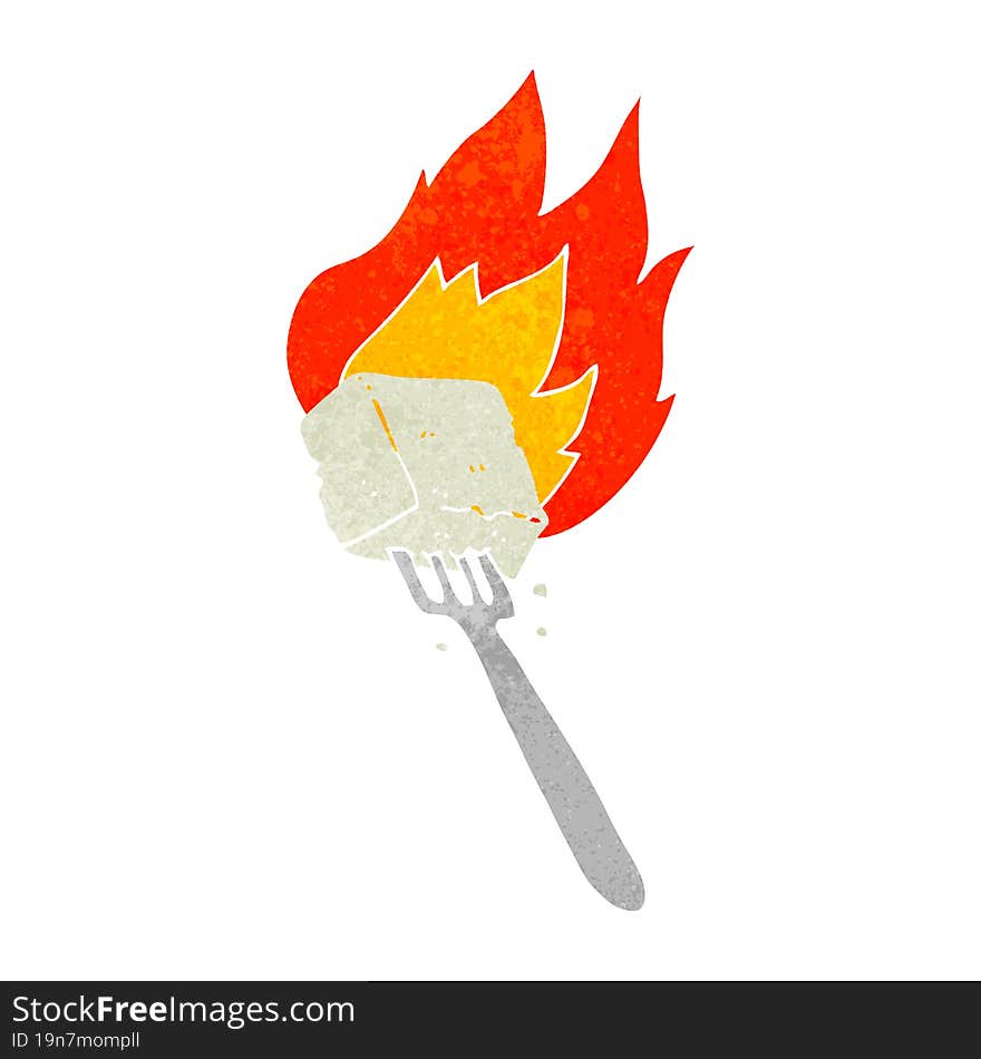 Retro Cartoon Flaming Tofu On Fork