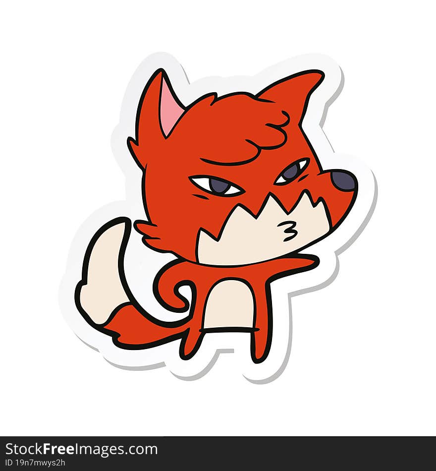 sticker of a clever cartoon fox