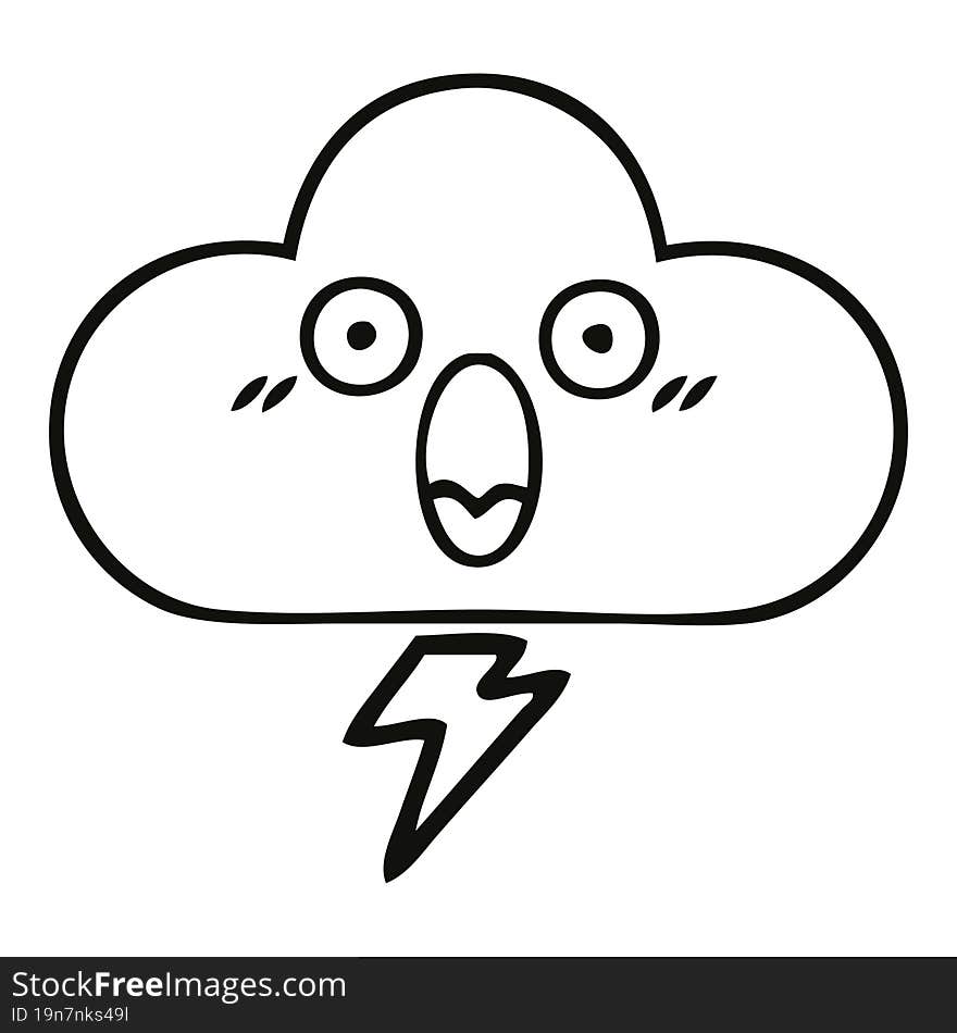 line drawing cartoon of a storm cloud