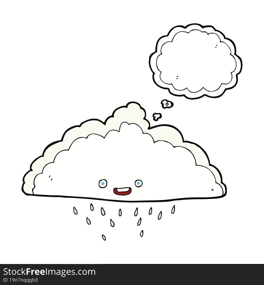 Cartoon Rain Cloud With Thought Bubble