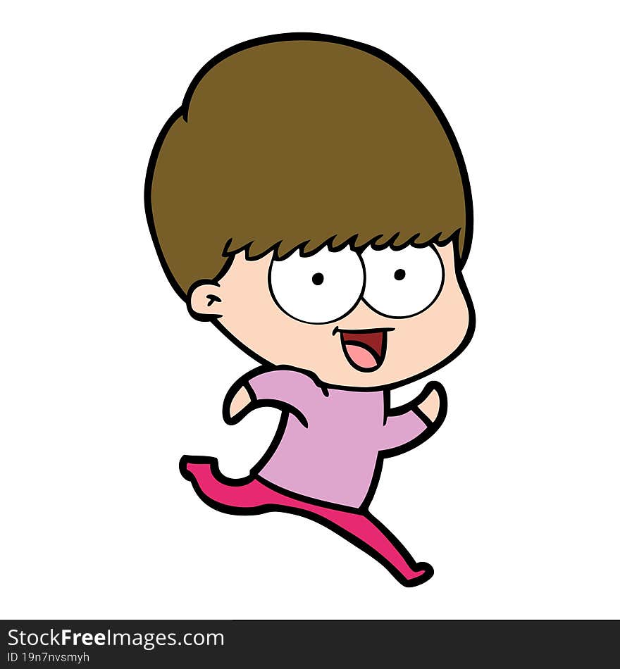 happy cartoon boy running. happy cartoon boy running