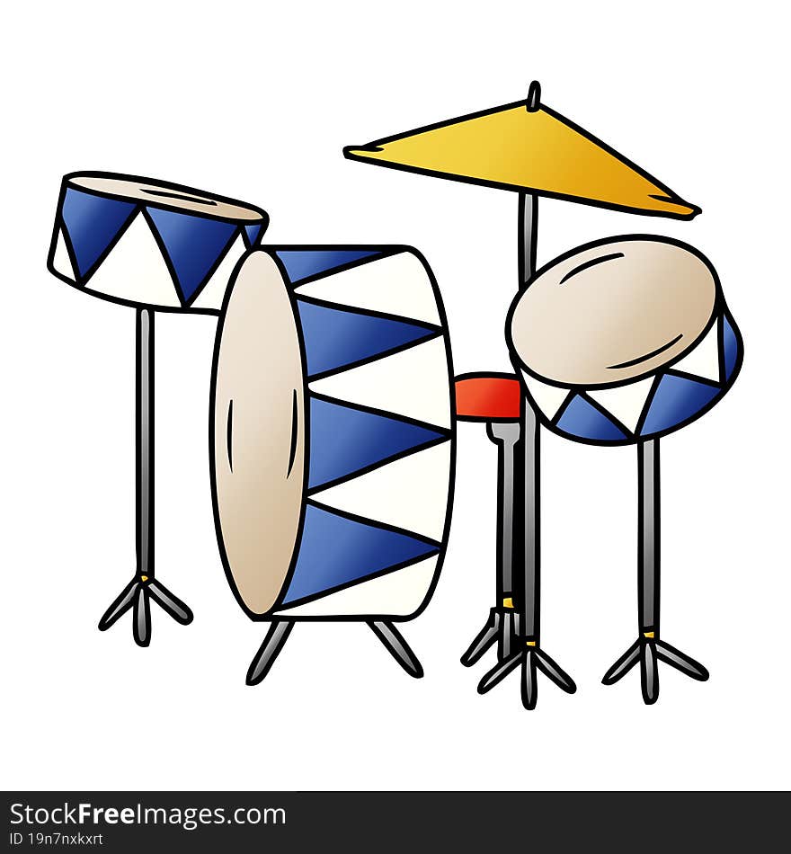 Gradient Cartoon Doodle Of A Drum Kit