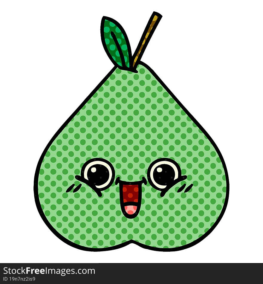 comic book style cartoon green pear