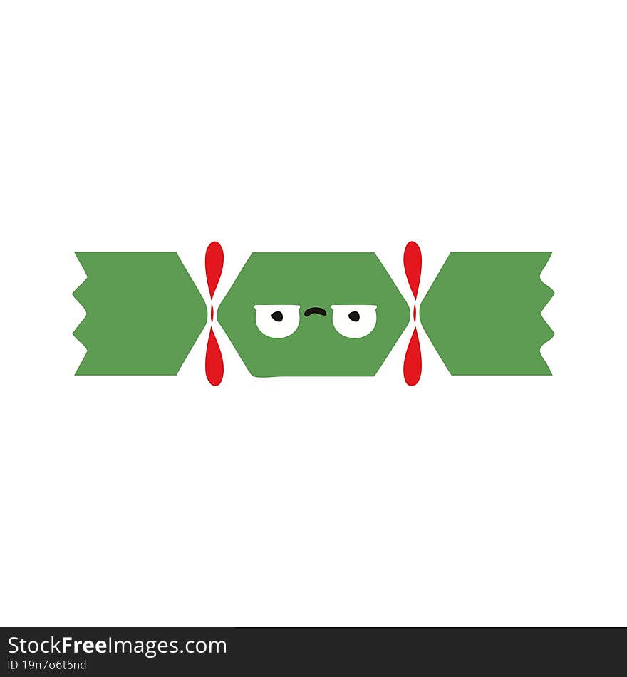 flat color retro cartoon of a christmas cracker