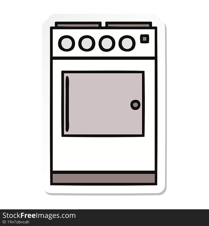 sticker of a cute cartoon oven and cooker