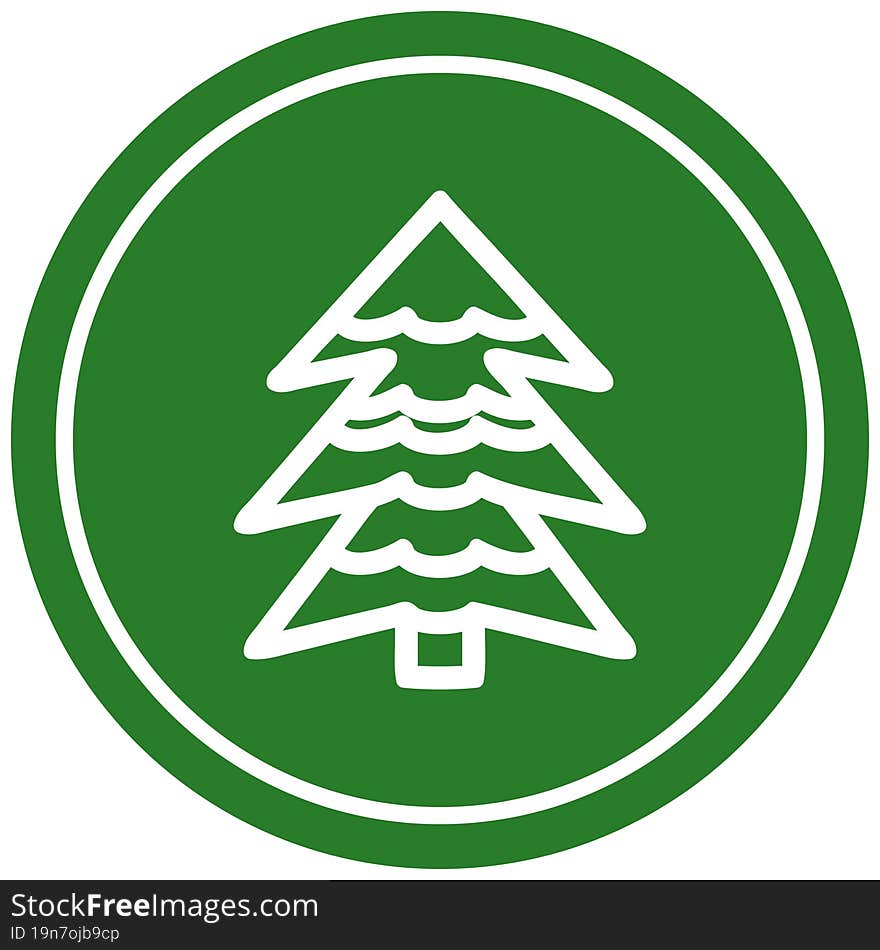 snowy tree circular icon