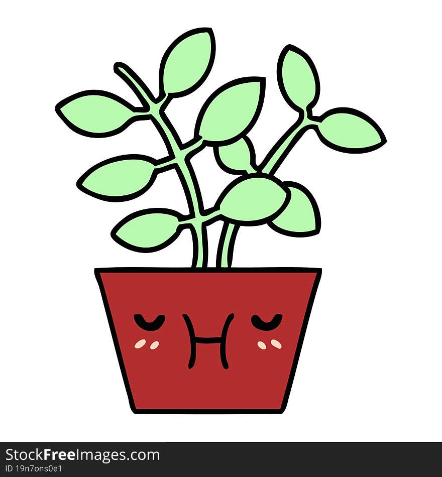 cartoon of a peaceful house plant just growing there giving you that super healthy clean oxygen