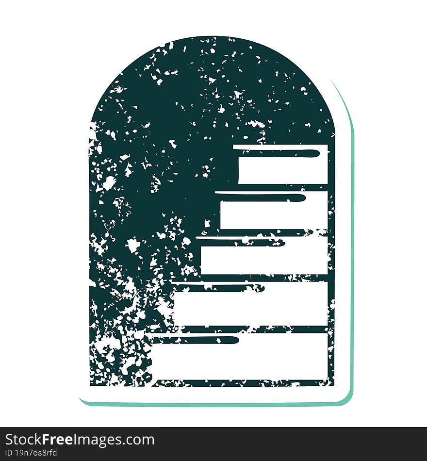 distressed sticker tattoo style icon of a doorway to steps