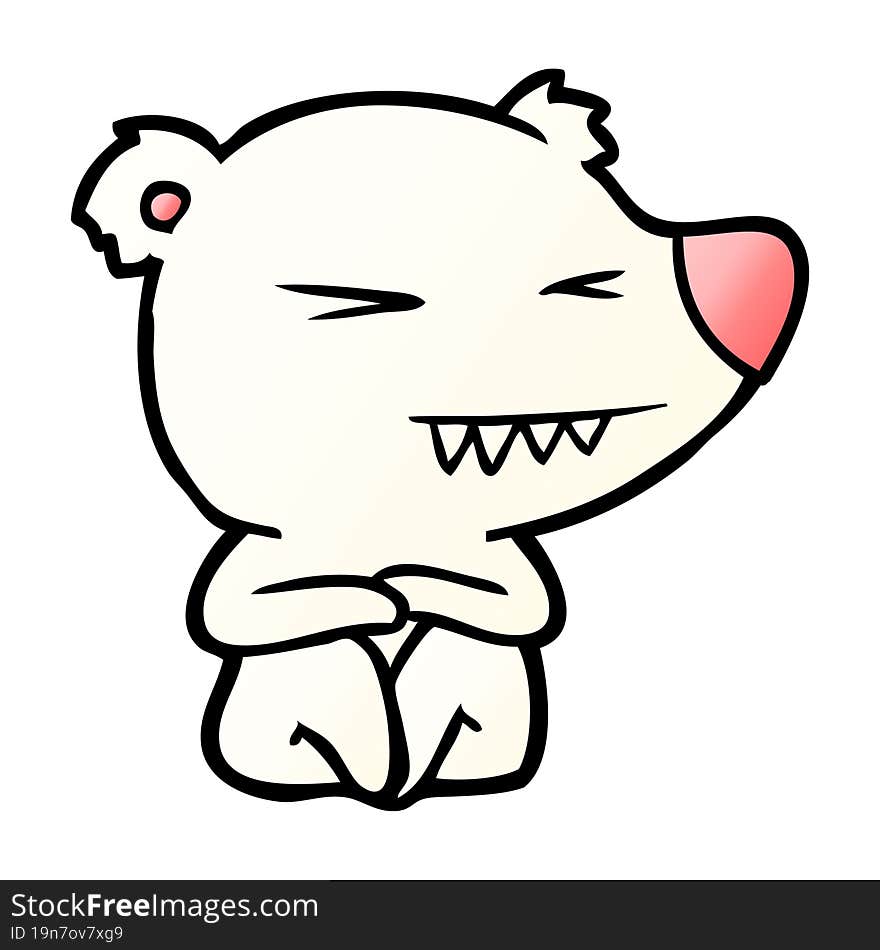 angry polar bear cartoon sitting. angry polar bear cartoon sitting