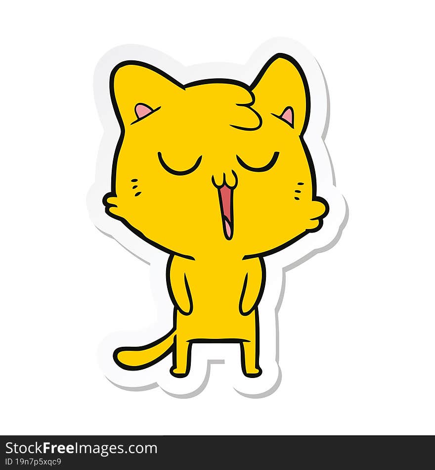 sticker of a cartoon cat singing