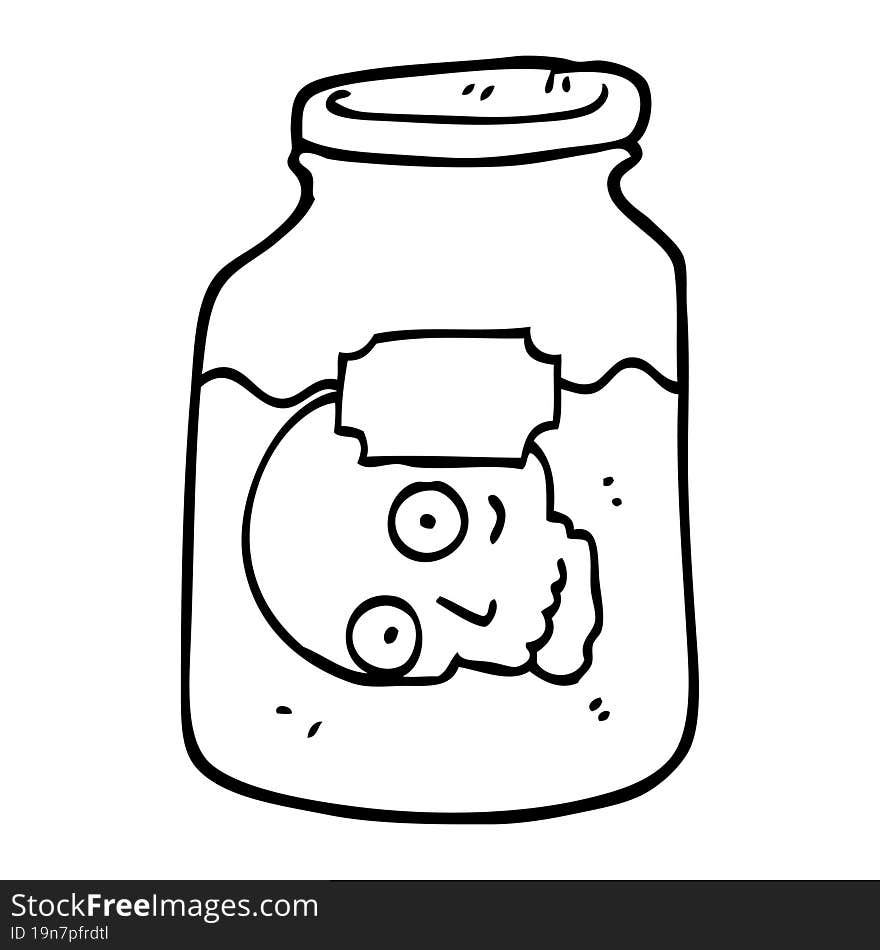 Black And White Cartoon Head In Jar