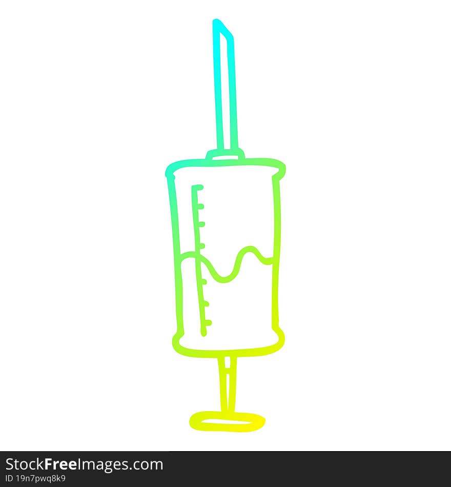 cold gradient line drawing cartoon syringe of blood