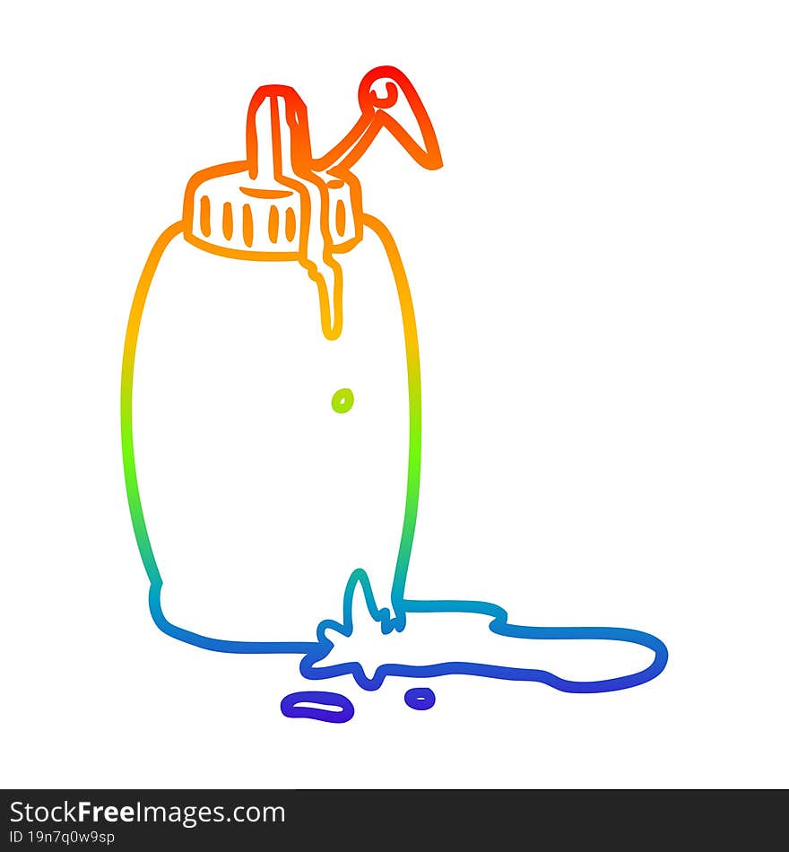 rainbow gradient line drawing tomato ketchup bottle