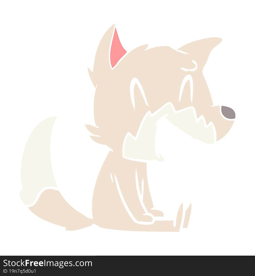 Laughing Fox Flat Color Style Cartoon