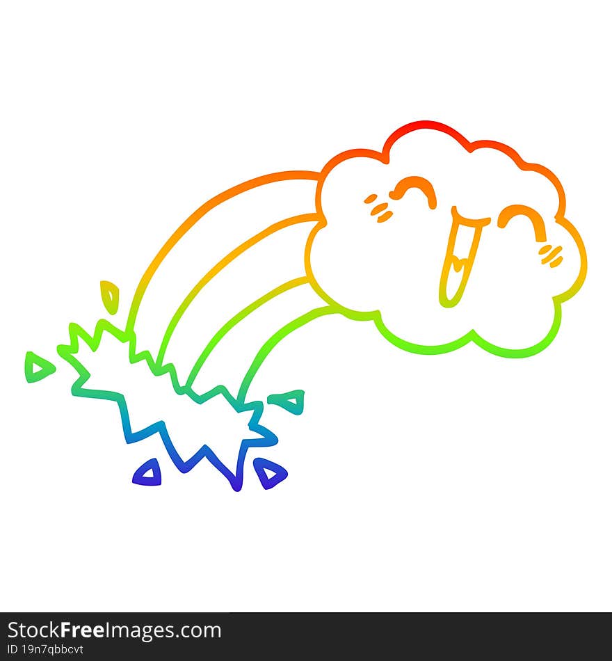 rainbow gradient line drawing cartoon rainbow rain cloud