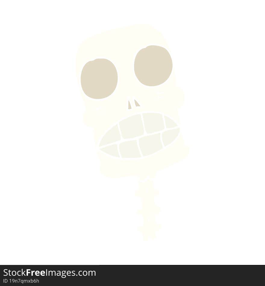 flat color style cartoon spooky skull