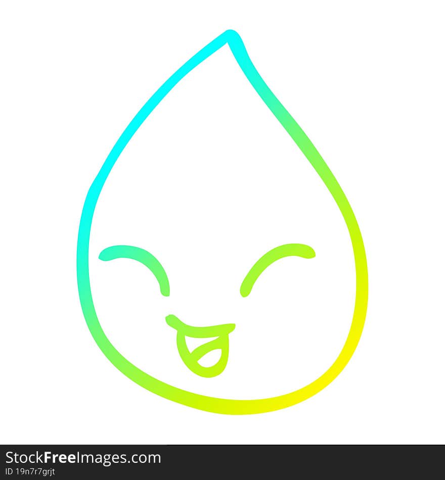 cold gradient line drawing cartoon rain drop