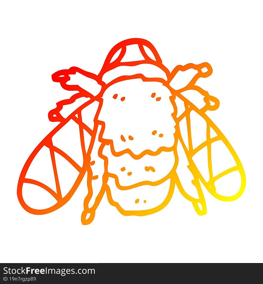 warm gradient line drawing of a cartoon bee