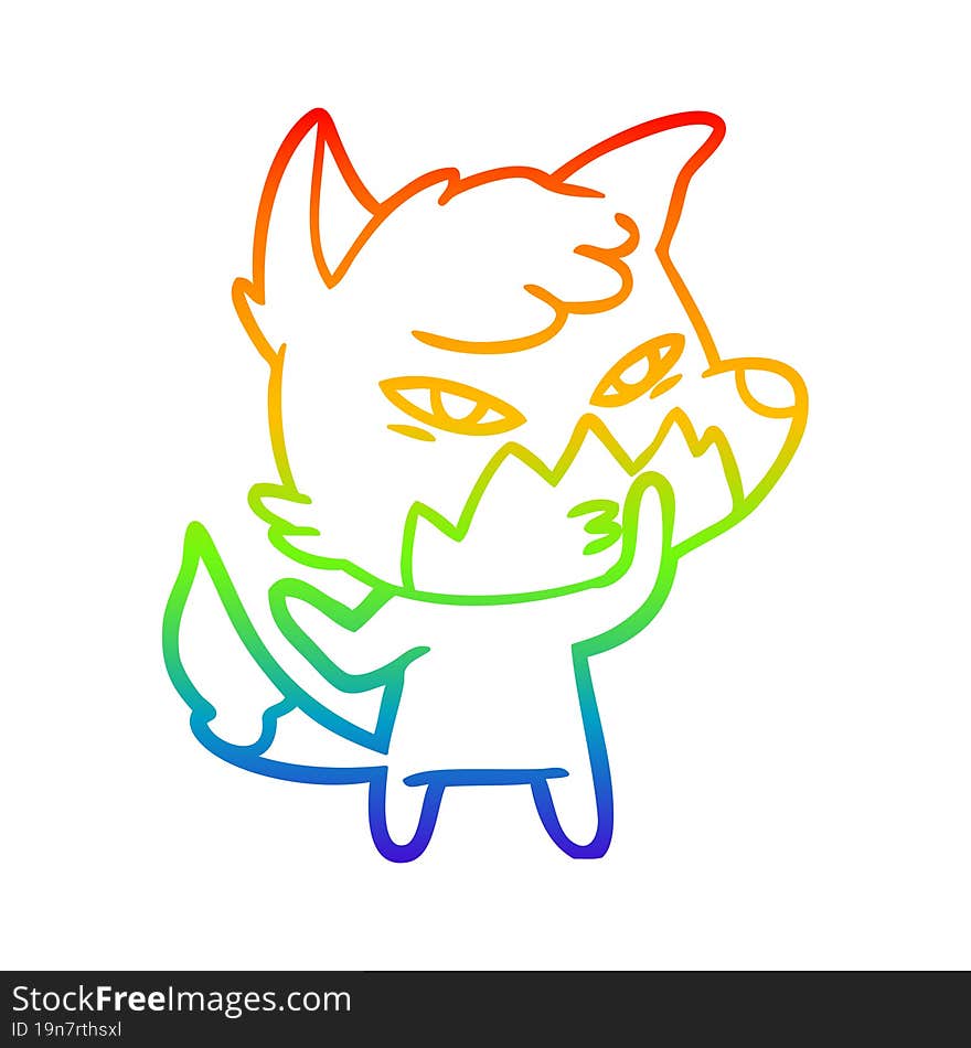 rainbow gradient line drawing clever cartoon fox