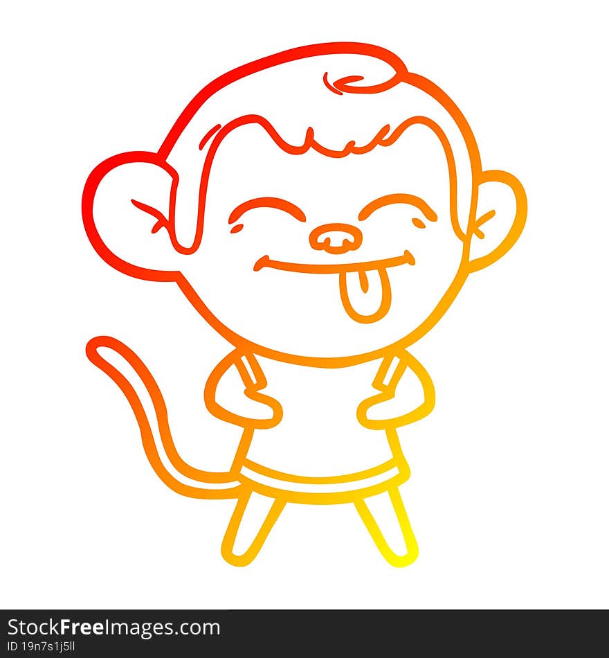 warm gradient line drawing funny cartoon monkey