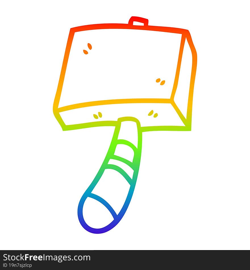 rainbow gradient line drawing cartoon hammer