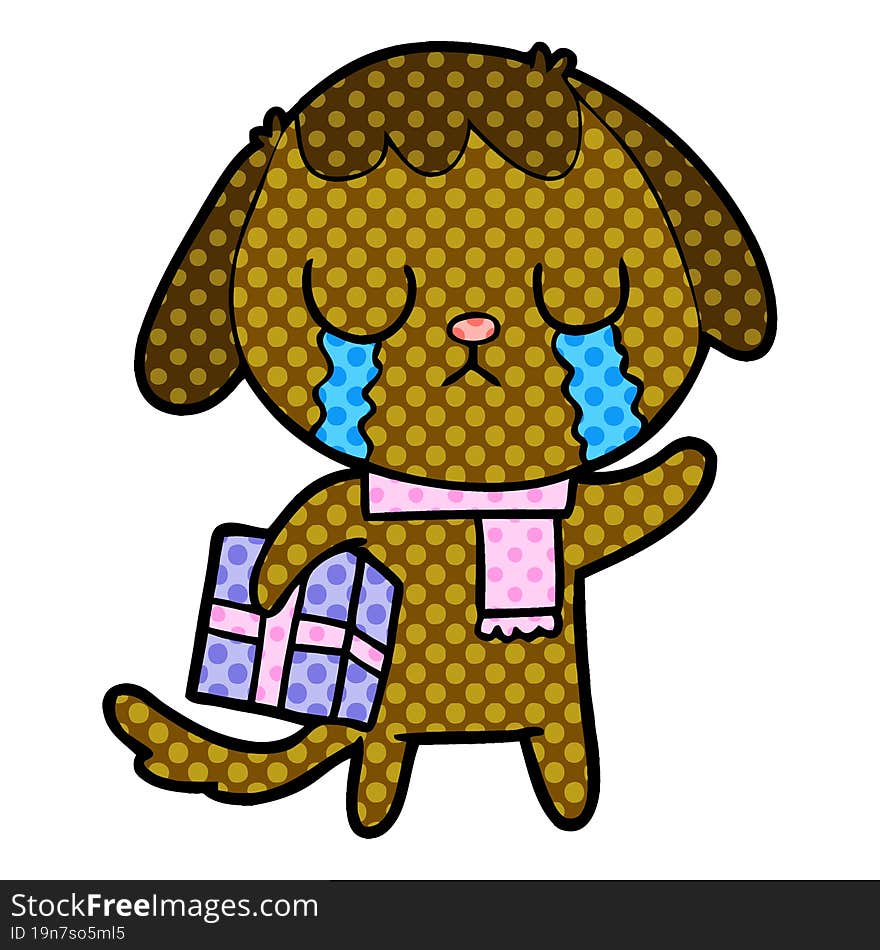 cute cartoon dog crying. cute cartoon dog crying