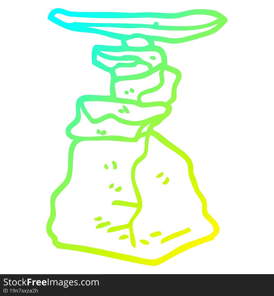 cold gradient line drawing cartoon stacked rocks