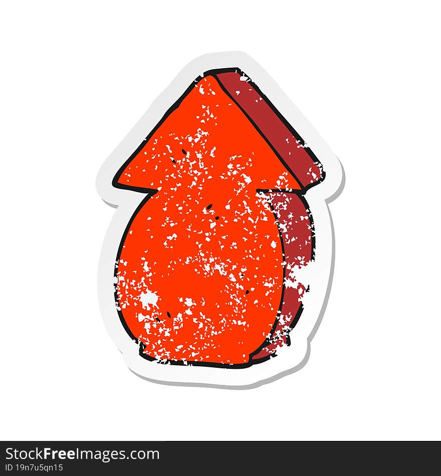 retro distressed sticker of a cartoon fat arrow pointing