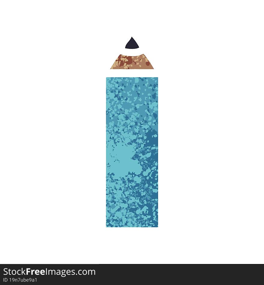 retro illustration style cartoon of a blue pencil