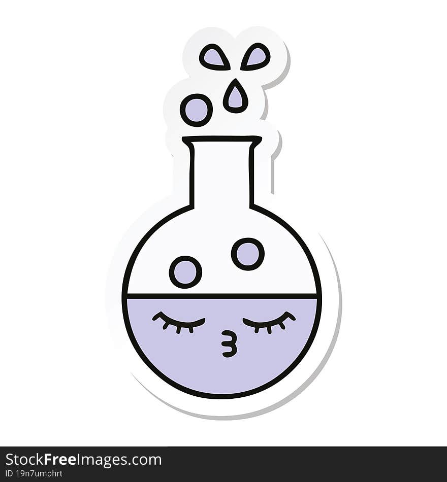 sticker of a cute cartoon test tube