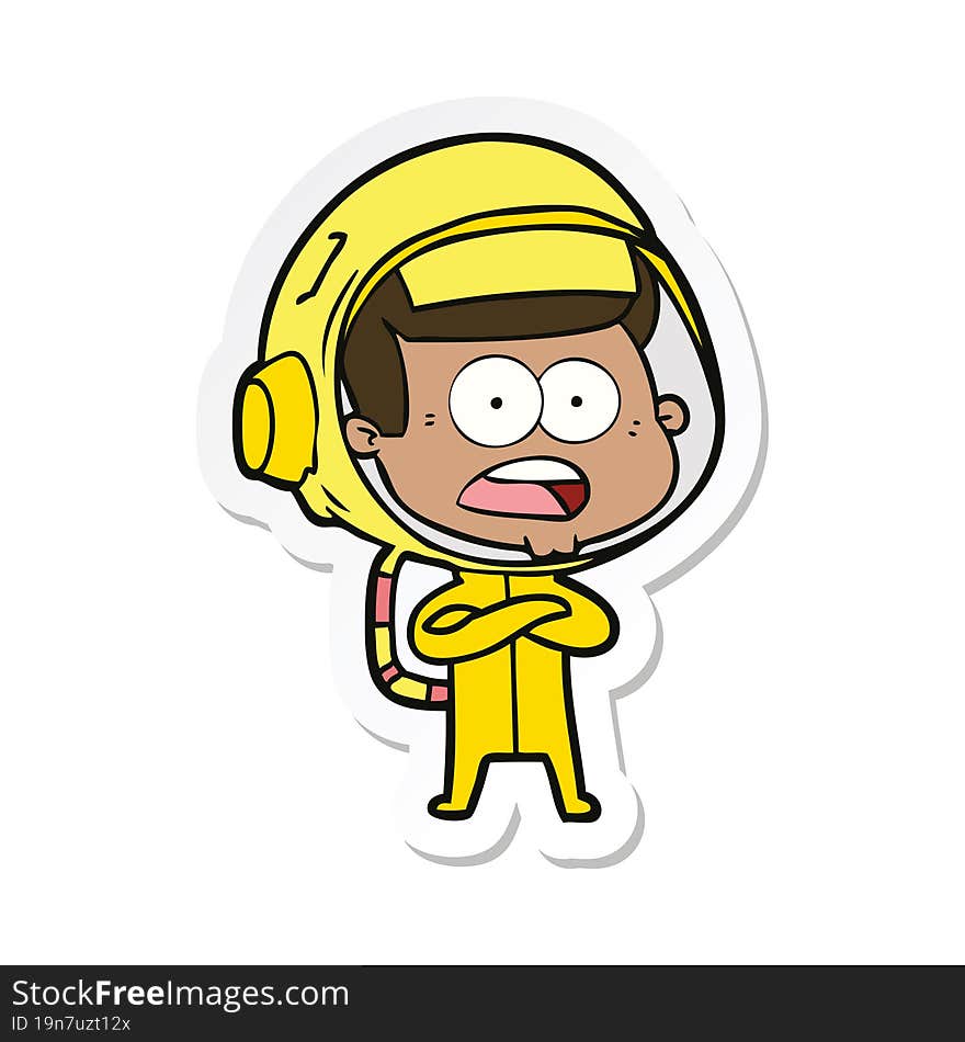 sticker of a cartoon surprised astronaut