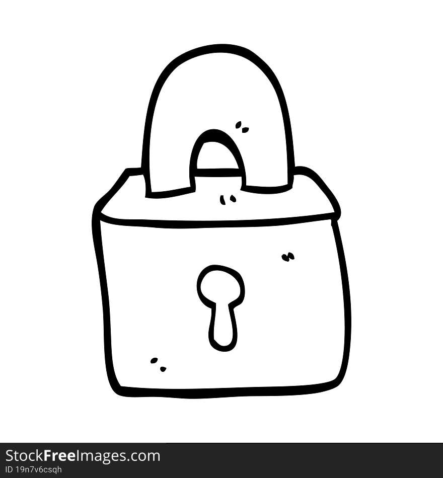 line drawing cartoon padlock