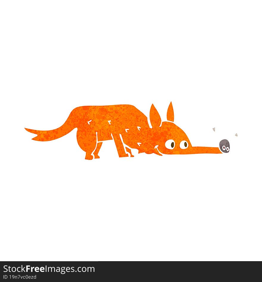 cartoon fox sniffing floor