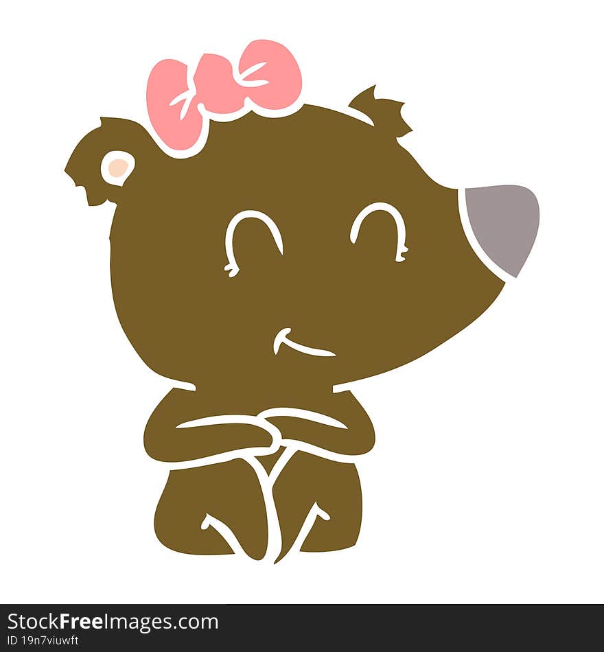 female bear flat color style cartoon