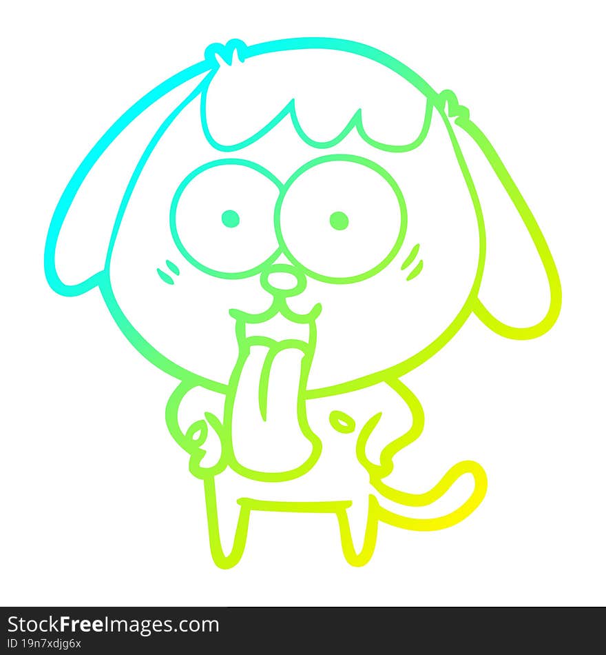 Cold Gradient Line Drawing Cute Cartoon Dog